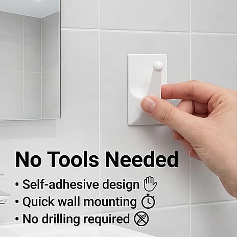 Pack of 3pc Squae Removable Adhesive Hooks - White