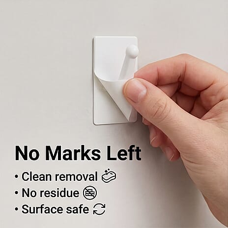 Pack of 3pc Squae Removable Adhesive Hooks - White