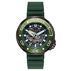 NUBEO Ventana Skeleton Automatic Limited Edition Cedar Green Dial Mens Watch 100 ATM with Green Leather Strap