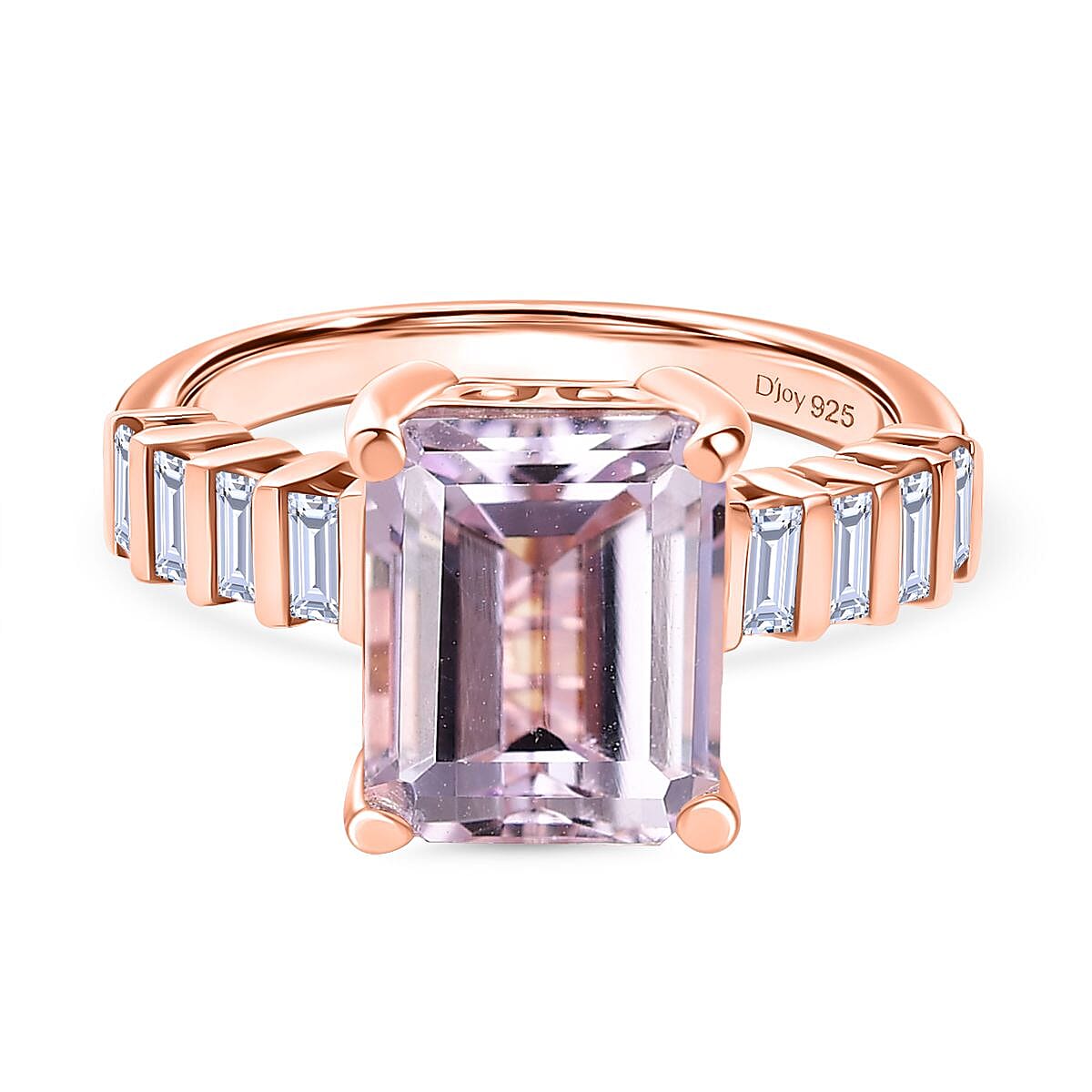 D'Joy Martha Rocha Kunzite & Moissanite Ring in 18K Vermeil Rose Gold Plated Sterling Silver 4.68 Ct.