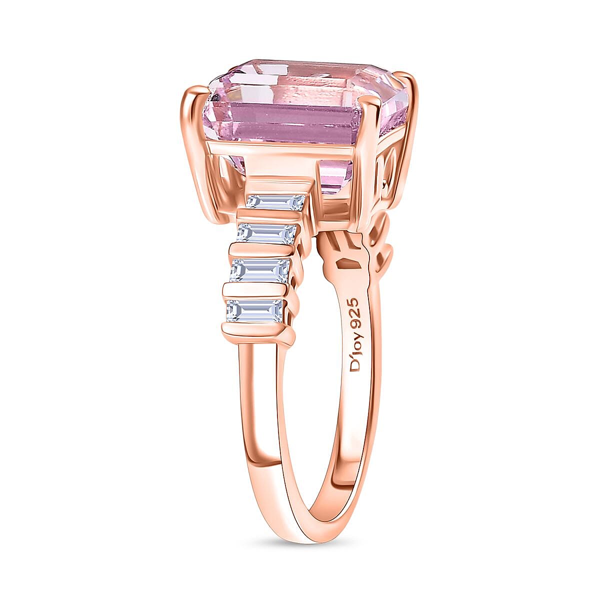 D'Joy Martha Rocha Kunzite & Moissanite Ring in 18K Vermeil Rose Gold Plated Sterling Silver 4.68 Ct.