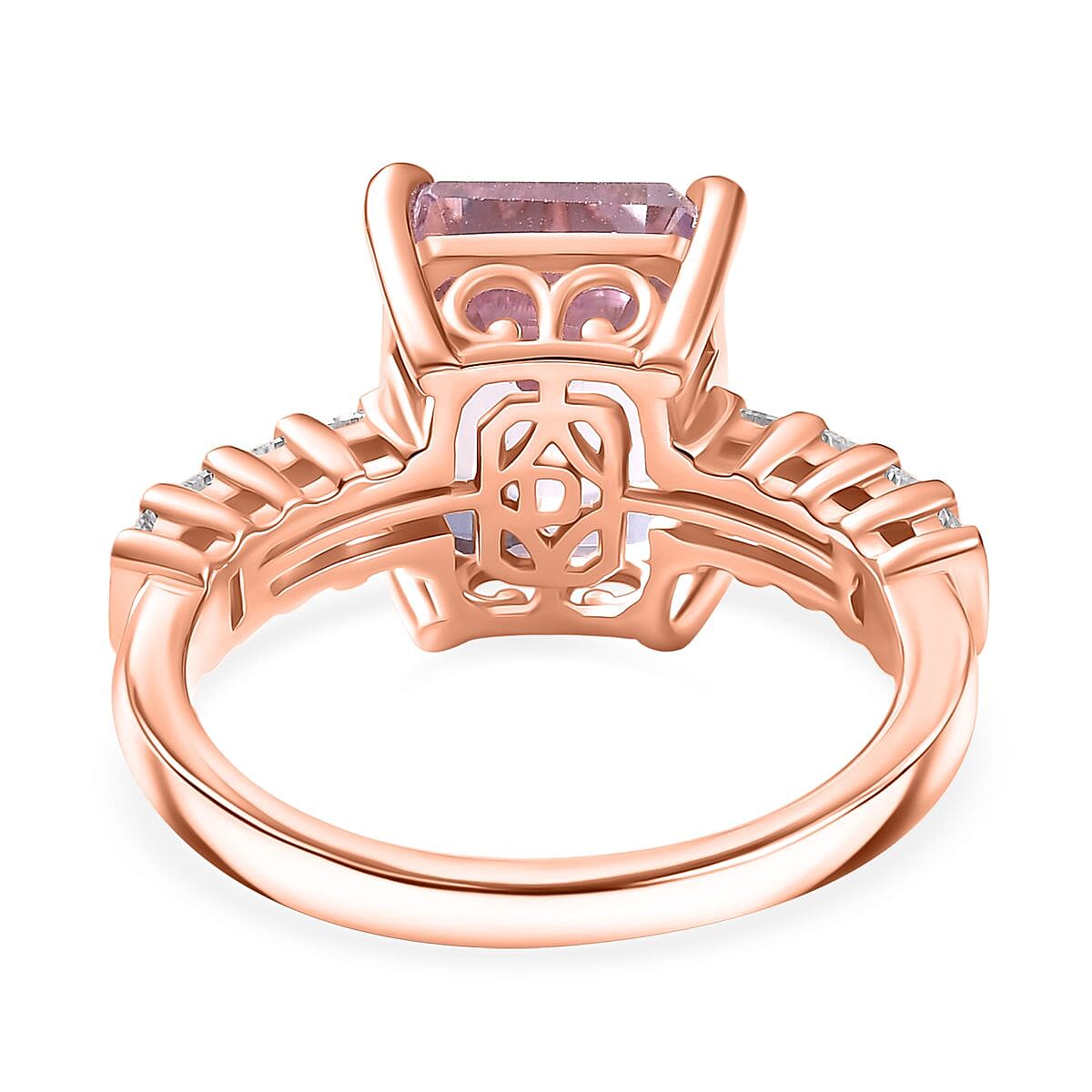 D'Joy Martha Rocha Kunzite & Moissanite Ring in 18K Vermeil Rose Gold Plated Sterling Silver 4.68 Ct.