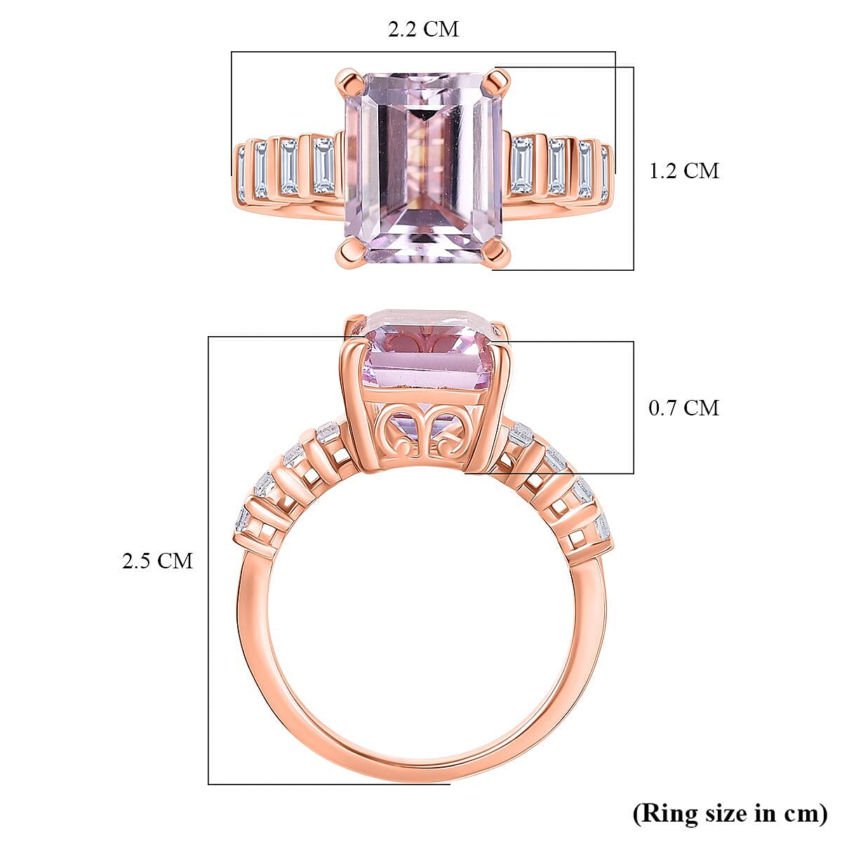 D'Joy Martha Rocha Kunzite & Moissanite Ring in 18K Vermeil Rose Gold Plated Sterling Silver 4.68 Ct.