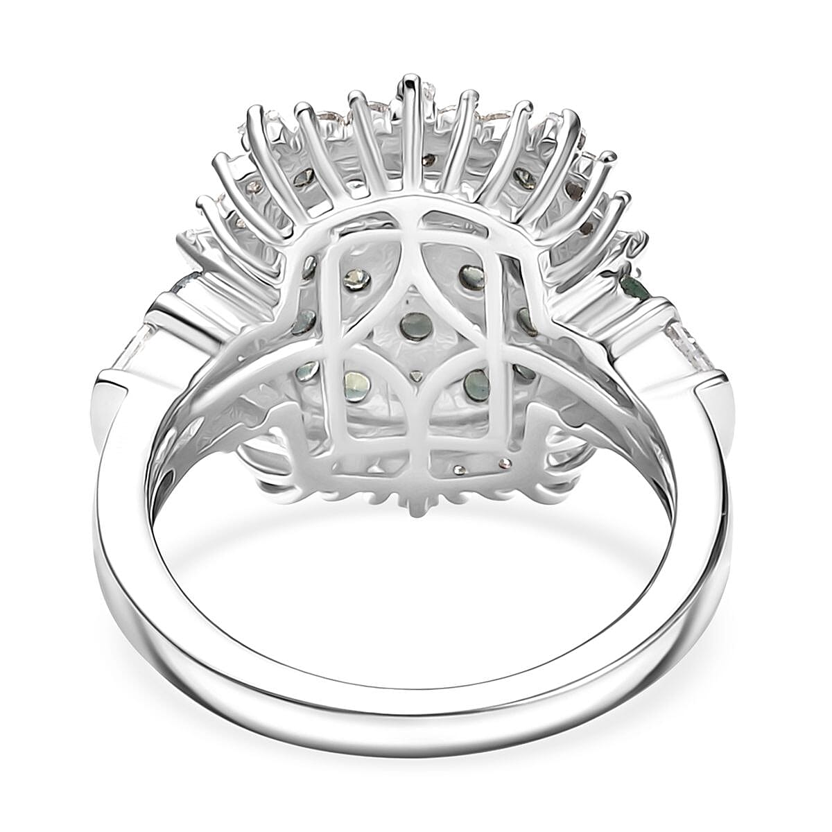 D'Joy Alexandrite & Moissanite Ring in Rhodium Overlay Sterling Silver 1.94 Ct.