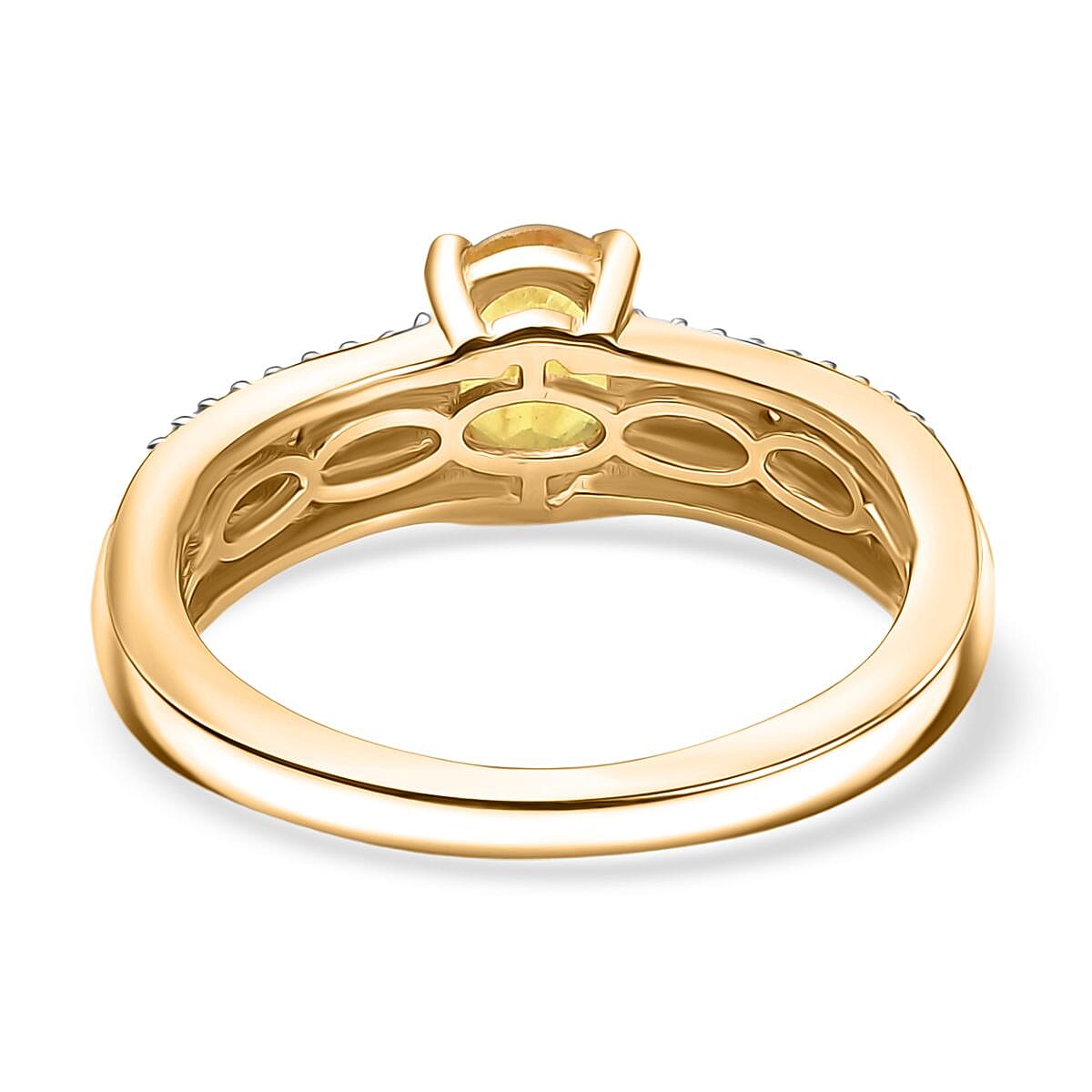 D'Joy Yellow Sapphire, Brown Zircon & White Zircon Ring in 18K Vermeil Yellow Gold Plated Sterling Silver 1.47 Ct.