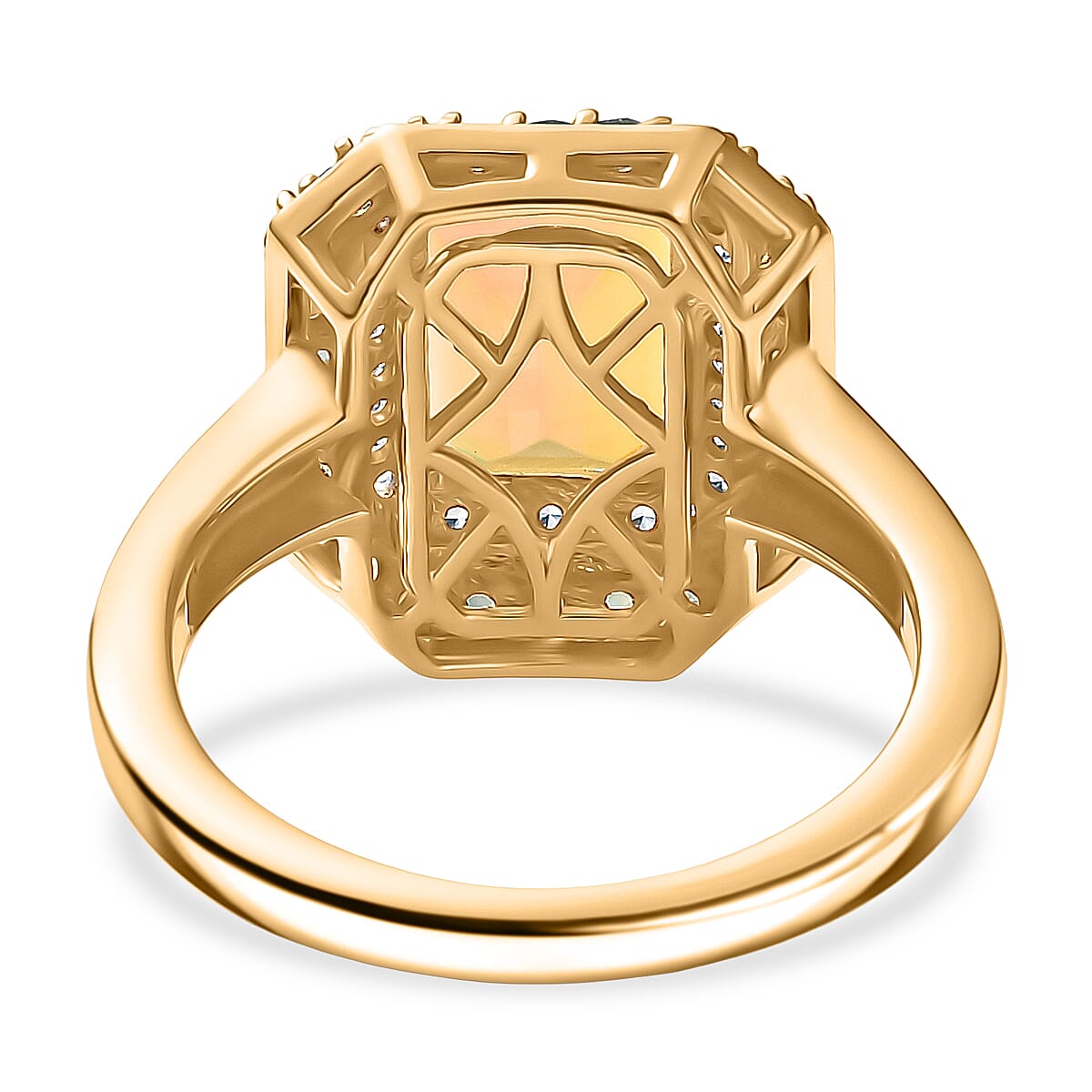 D'Joy Ethiopian Opal, Alexandrite & White Zircon Ring in 18K Vermeil Yellow Gold Plated Sterling Silver 2.20 Ct.