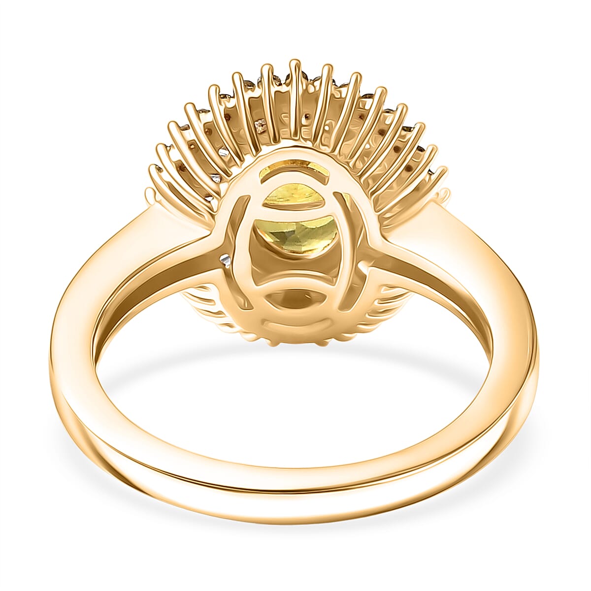 D'Joy Yellow Sapphire, Yellow Diamond & White Diamond Ring in 18K Vermeil Yellow Gold Plated Sterling Silver 2.17 Ct.