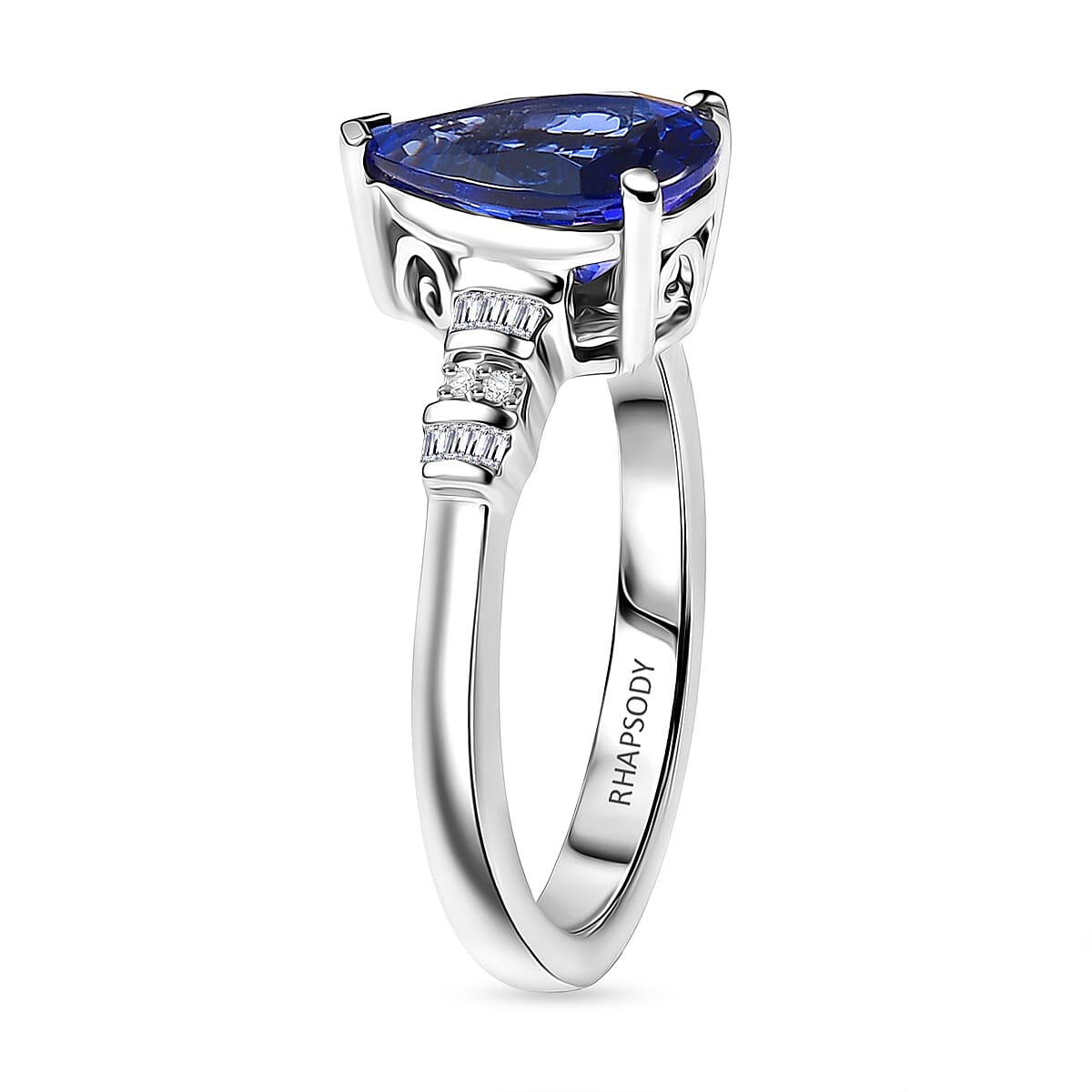 Rhapsody 950 Platinum AAAA Tanzanite White Diamond (VS-EF) Ring 2.56 Ct, Platinum Wt. 5.70 Gms.