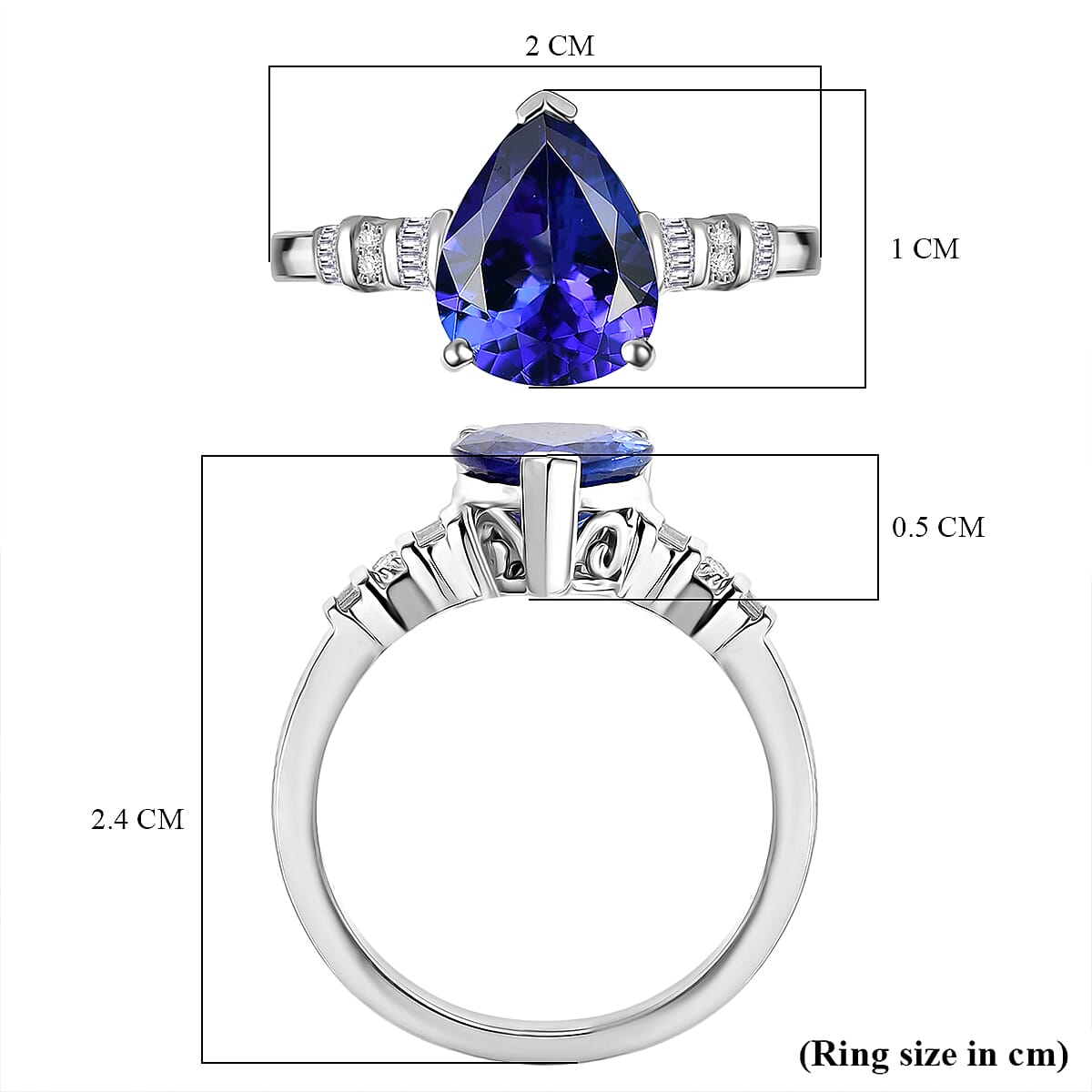Rhapsody 950 Platinum AAAA Tanzanite White Diamond (VS-EF) Ring 2.56 Ct, Platinum Wt. 5.70 Gms.