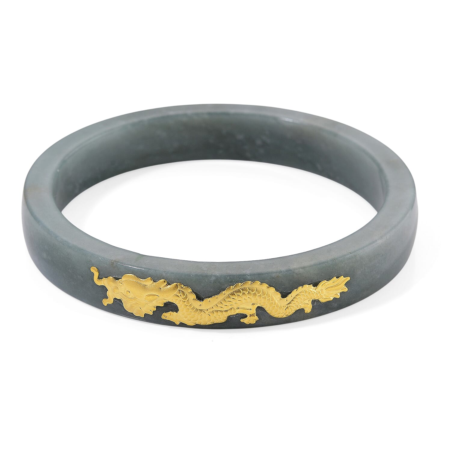 24K Yellow Gold Standard Natural Type A Jadeite Bangle (Size 7.5) 200.00 Ct.