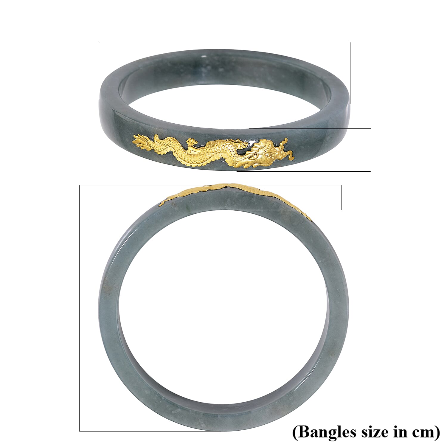 24K Yellow Gold Standard Natural Type A Jadeite Bangle (Size 7.5) 200.00 Ct.