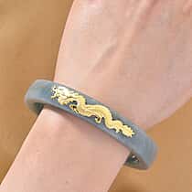 24K Yellow Gold Standard Natural Type A Jadeite Bangle (Size 8) 200.00 Ct.