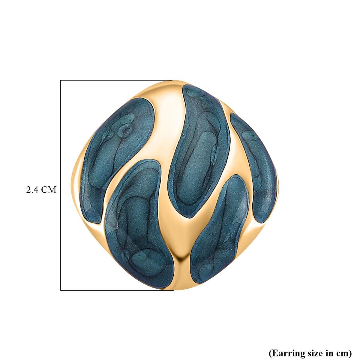 New Retro Luxury Square Drip Green Enamel Earrings with Push Back in Yellow Gold Plated