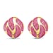 New Retro Luxury Square Drip Pink Enamel Earrings with Push Back in Yellow Gold Plated