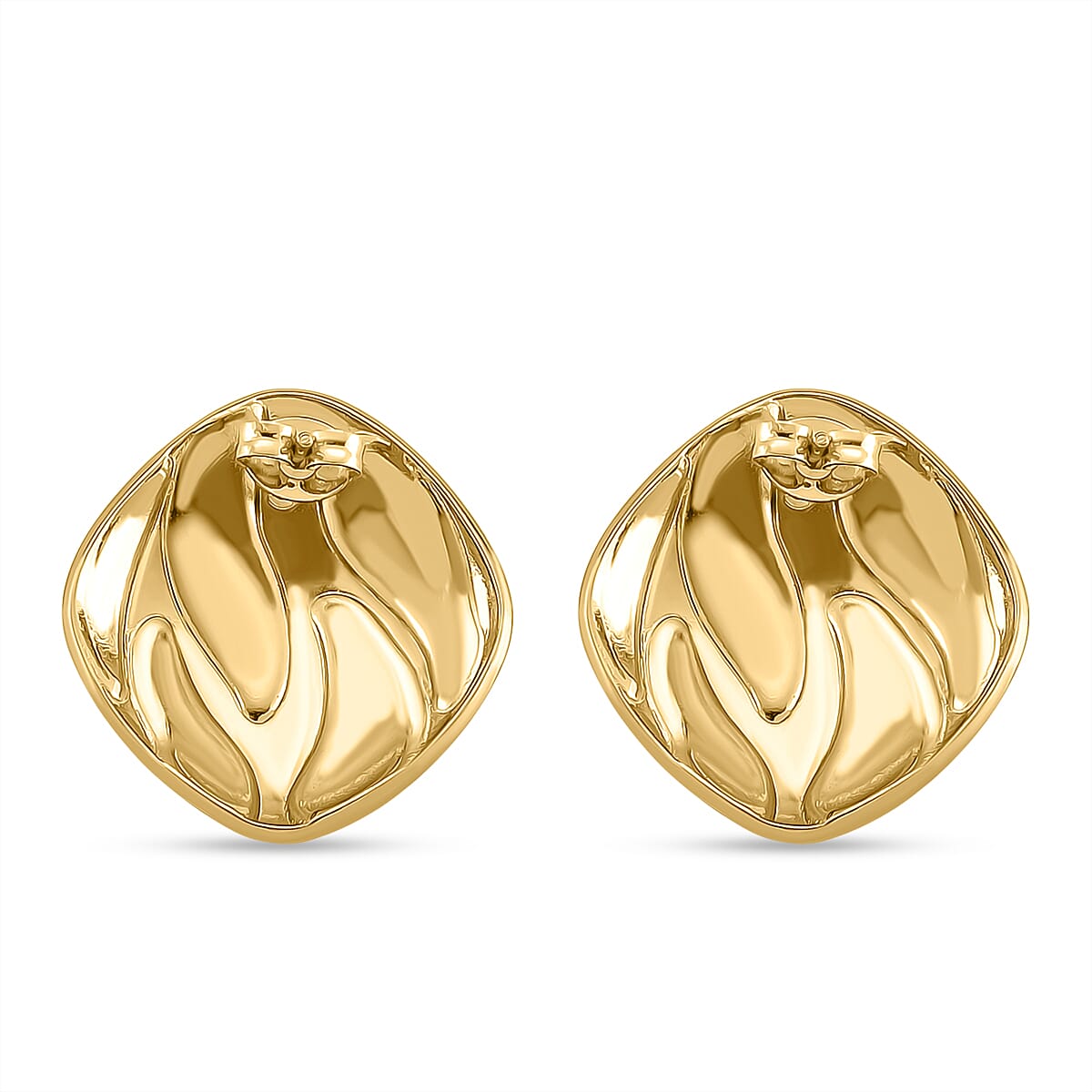 New Retro Luxury Square Drip White Enamel Earrings with Push Back in Yellow Gold Plated