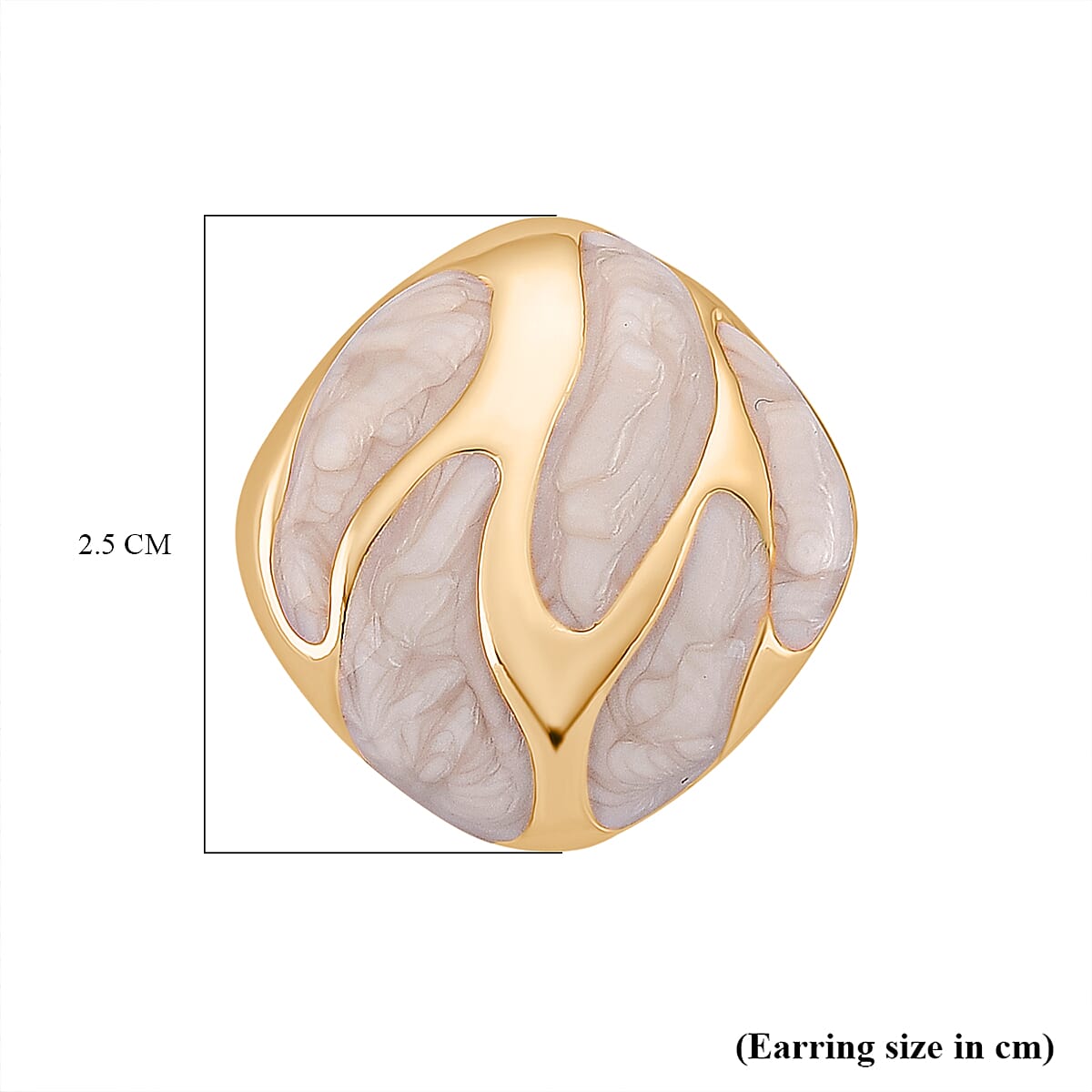 New Retro Luxury Square Drip White Enamel Earrings with Push Back in Yellow Gold Plated