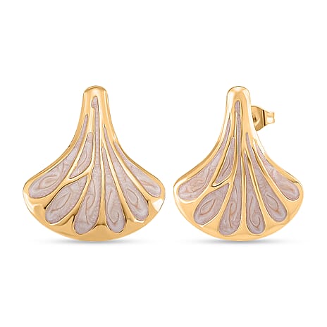 Enamel Earring with Push Back in Yellow Gold Plated