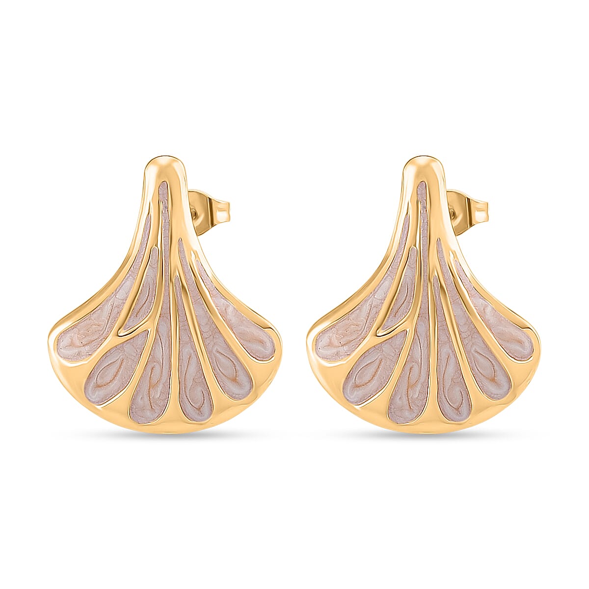 Enamel Earring with Push Back in Yellow Gold Plated