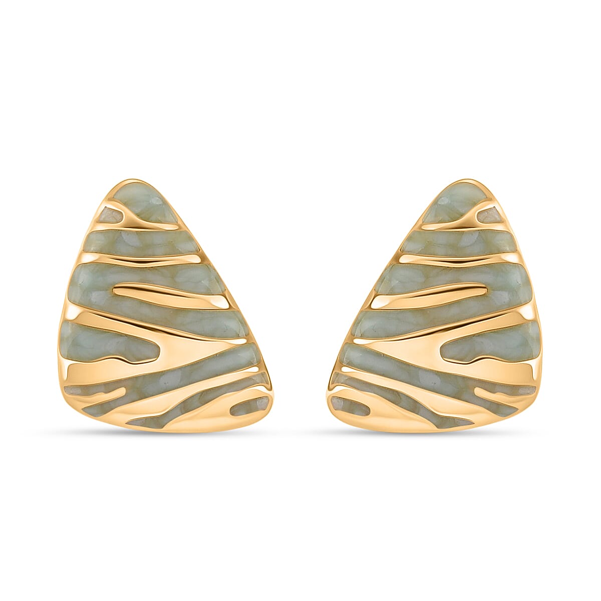 Enamel Earring with Push Back in Yellow Gold Plated