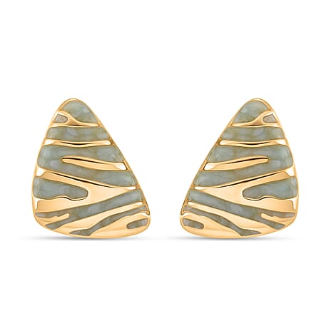 Enamel Earring with Push Back in Yellow Gold Plated