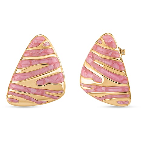 Enamel Earring with Push Back in Yellow Gold Plated
