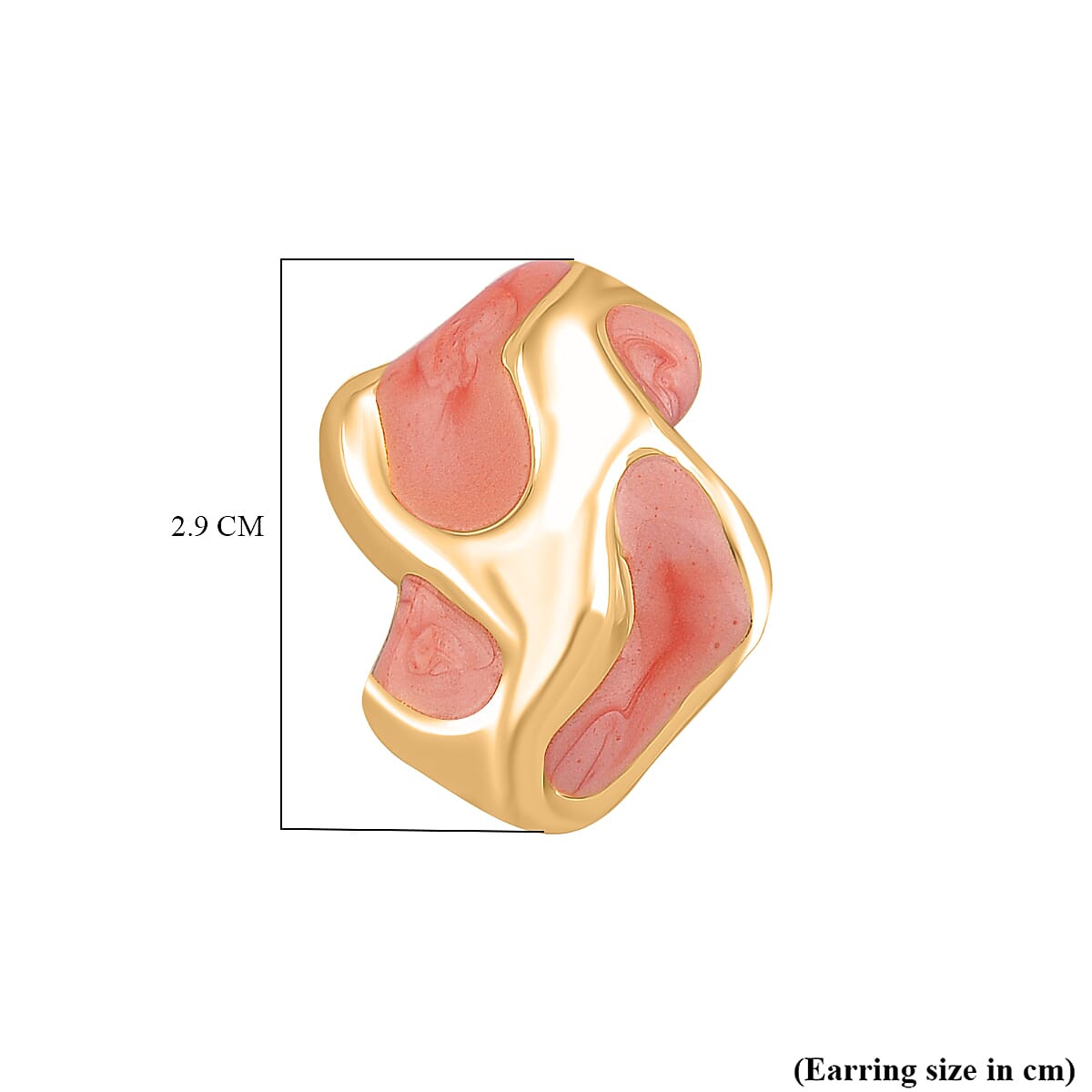 Enamel Earring with Push Back in Yellow Gold Plated