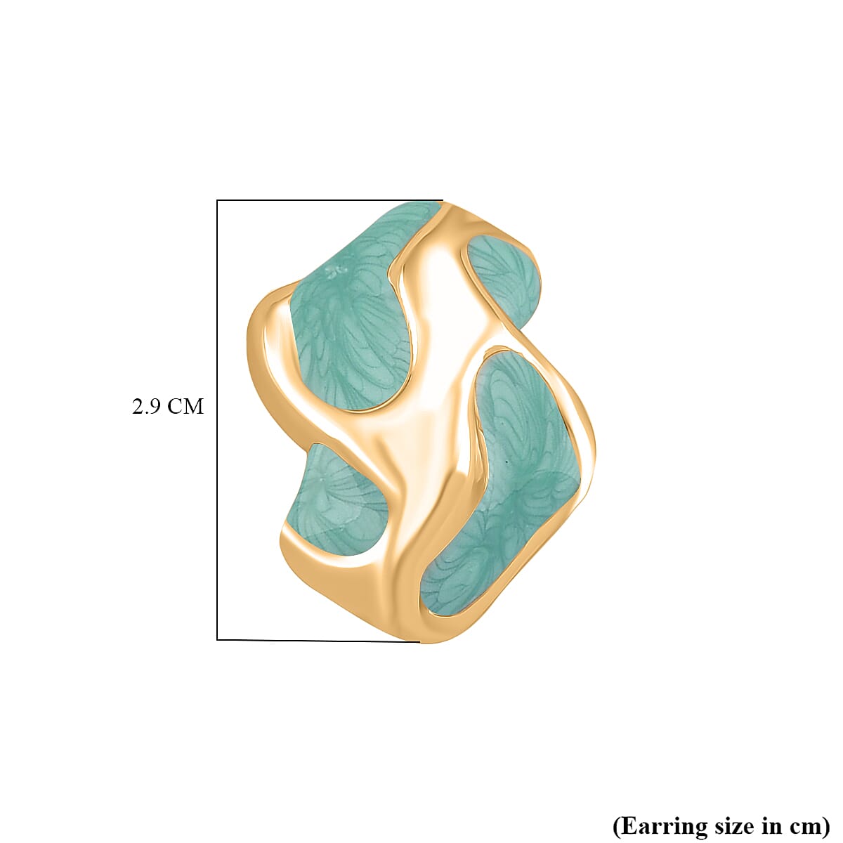 Enamel Earring with Push Back in Yellow Gold Plated