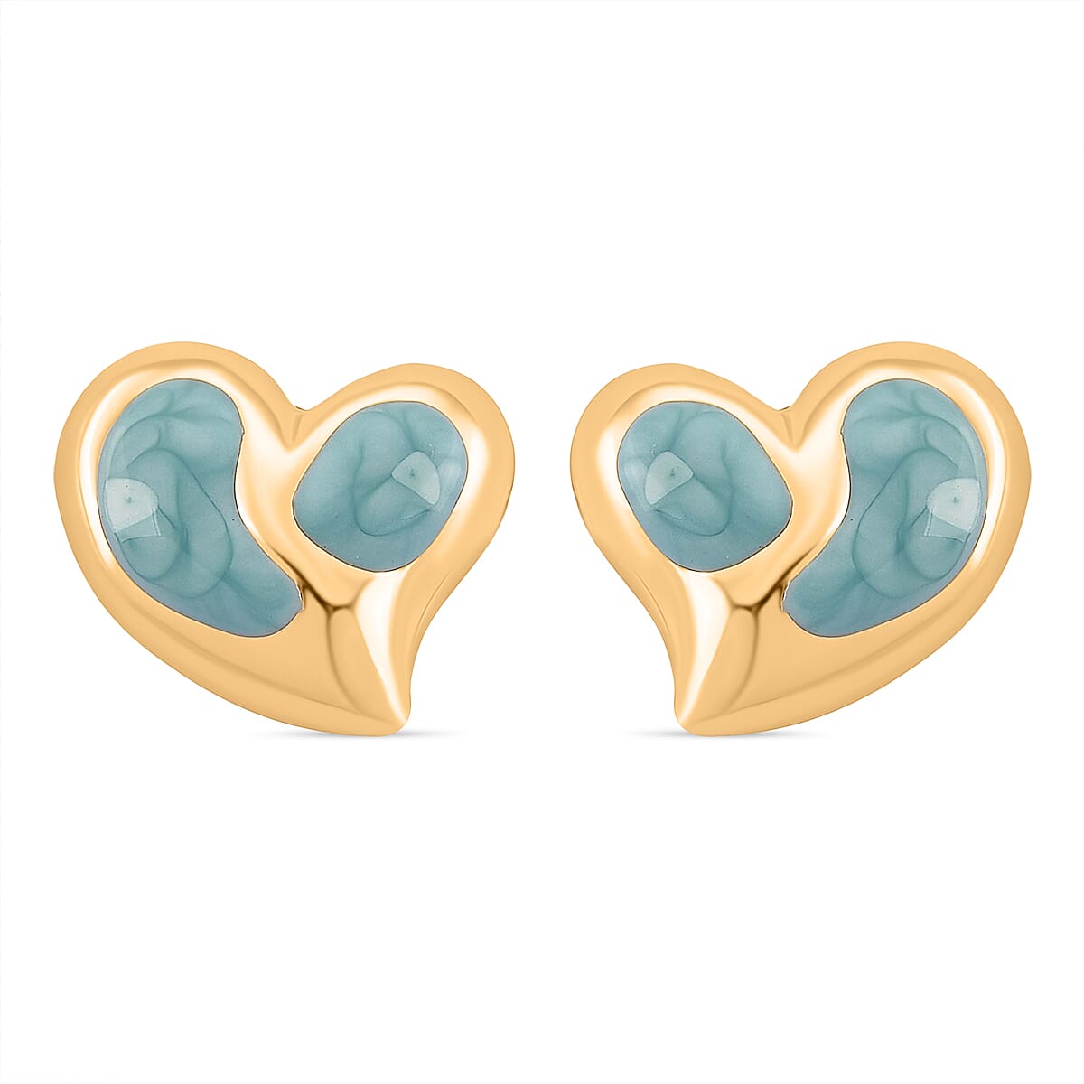 Enamel Earring with Push Back in Yellow Gold Plated