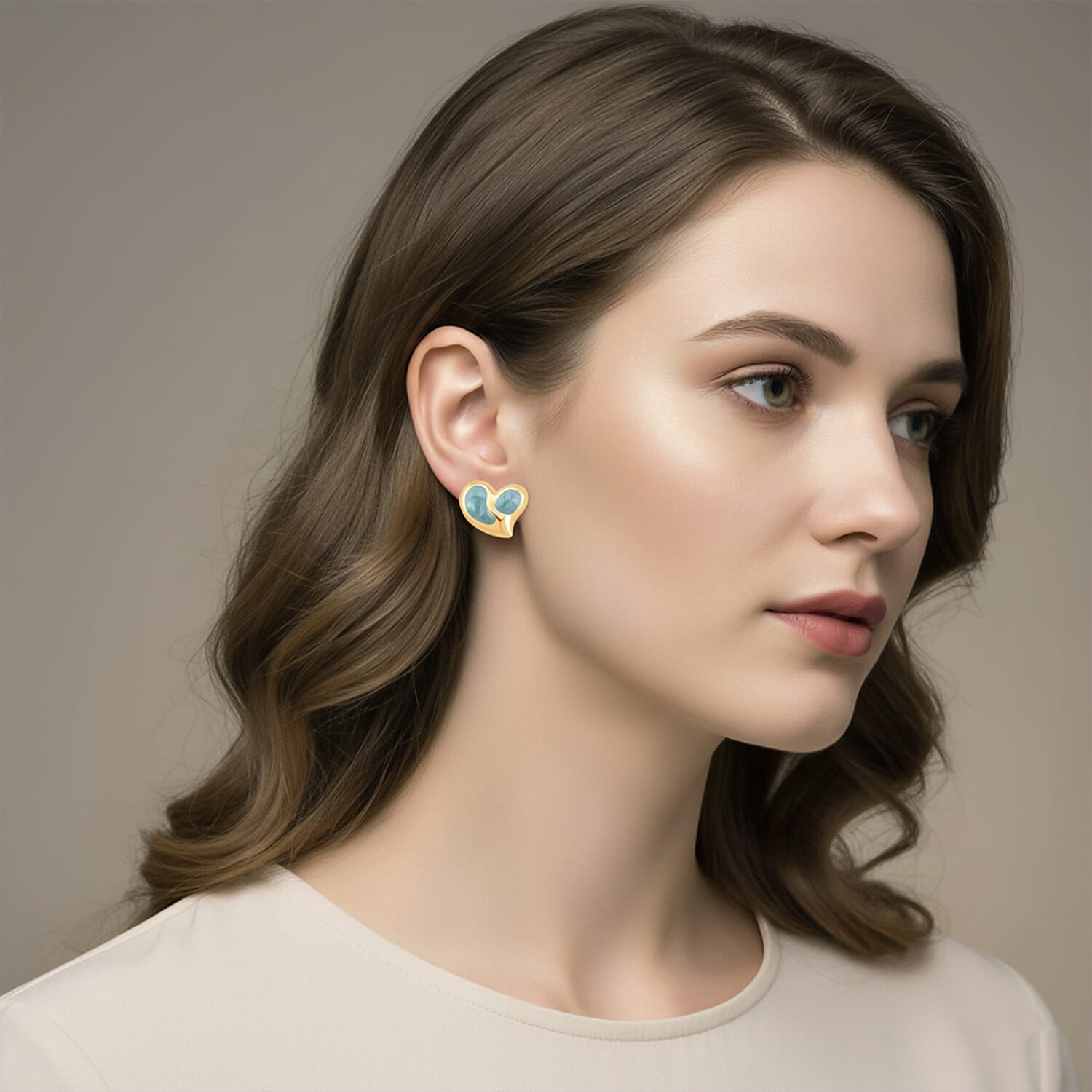 Enamel Earring with Push Back in Yellow Gold Plated