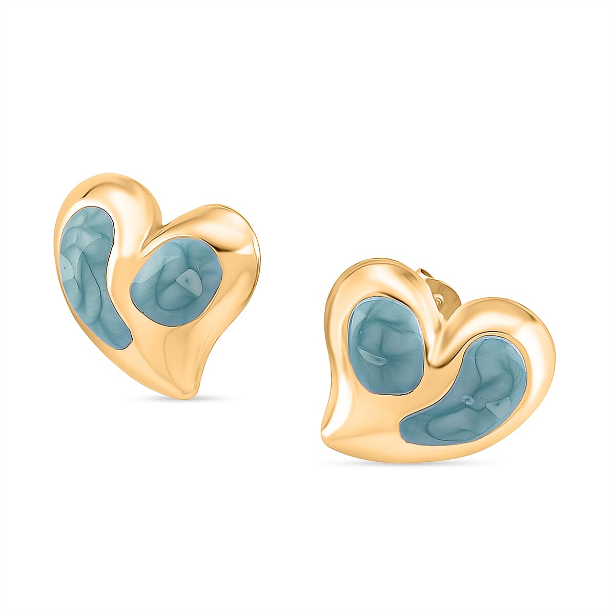 Enamel Earring with Push Back in Yellow Gold Plated