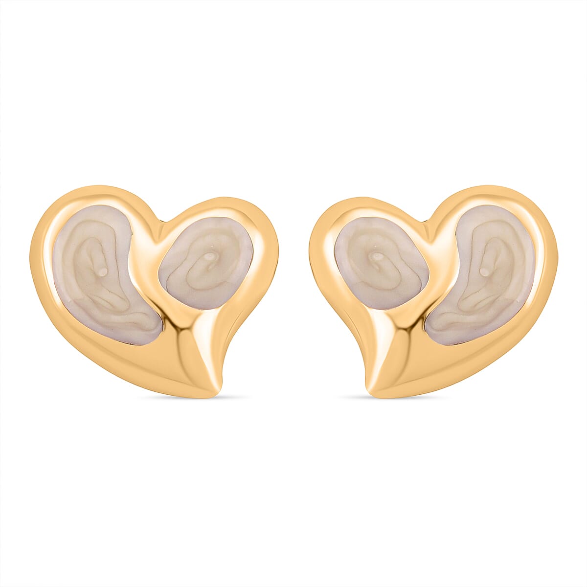 Enamel Earring with Push Back in Yellow Gold Plated