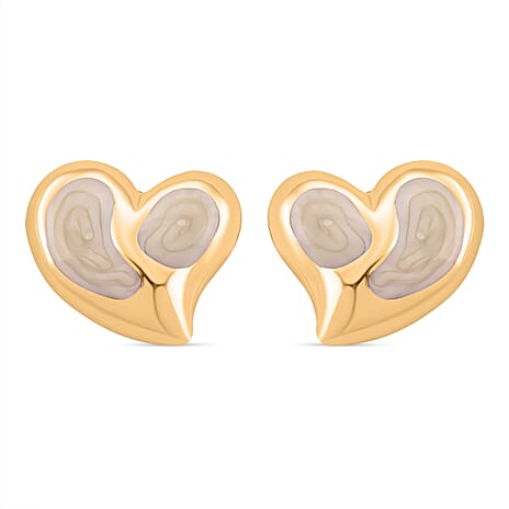 Enamel Earring with Push Back in Yellow Gold Plated