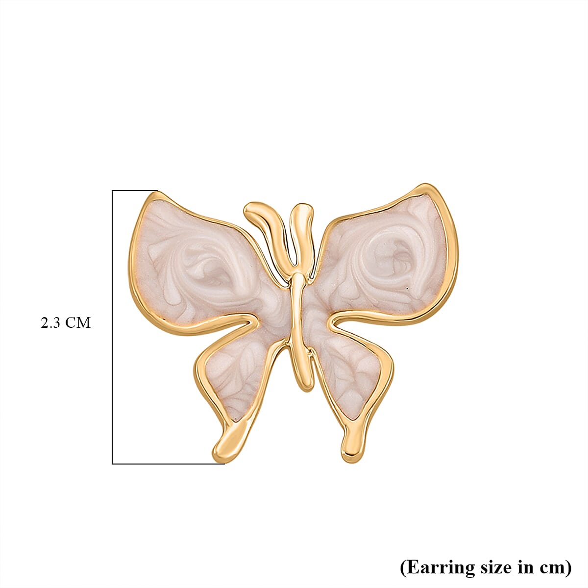 Enamelled Butterfly Earrings with Push Backs in Yellow Gold Plated