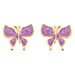 Enamelled Butterfly Earrings with Push Backs in Yellow Gold Plated
