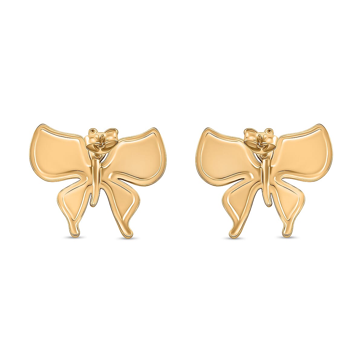 Enamelled Butterfly Earrings with Push Backs in Yellow Gold Plated