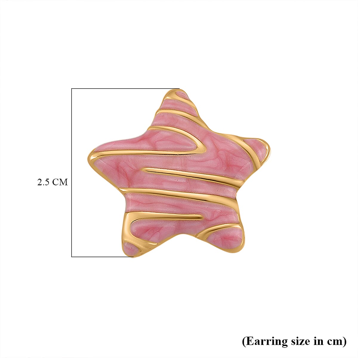 Enamel Earring with Push Back in Yellow Gold Plated