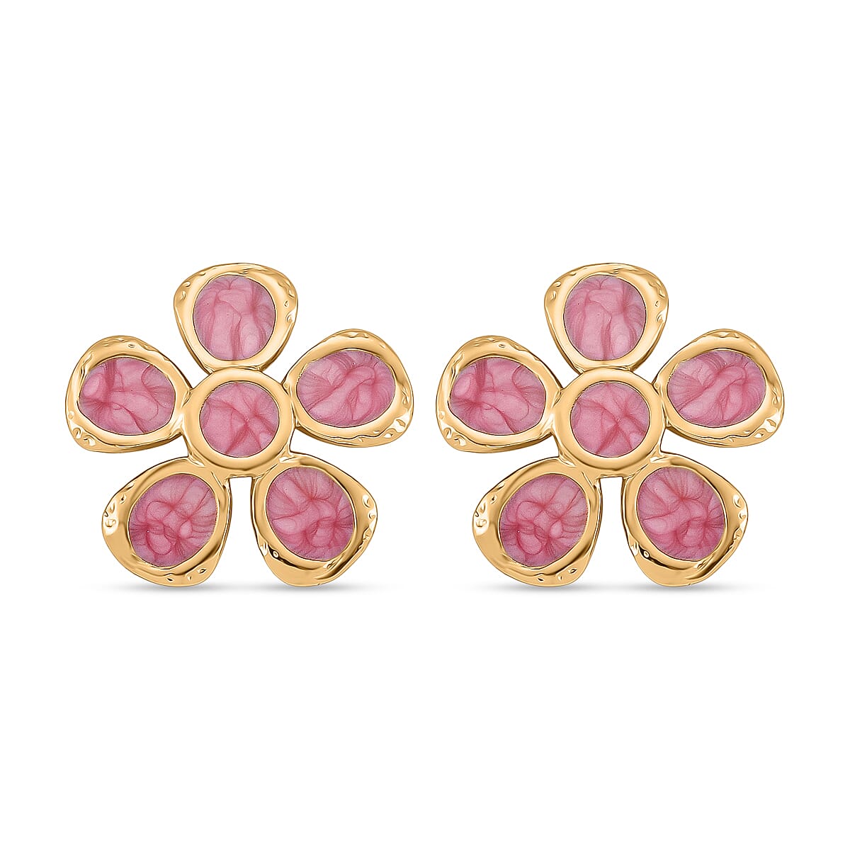 Enamel Earring with Push Back in Yellow Gold Plated