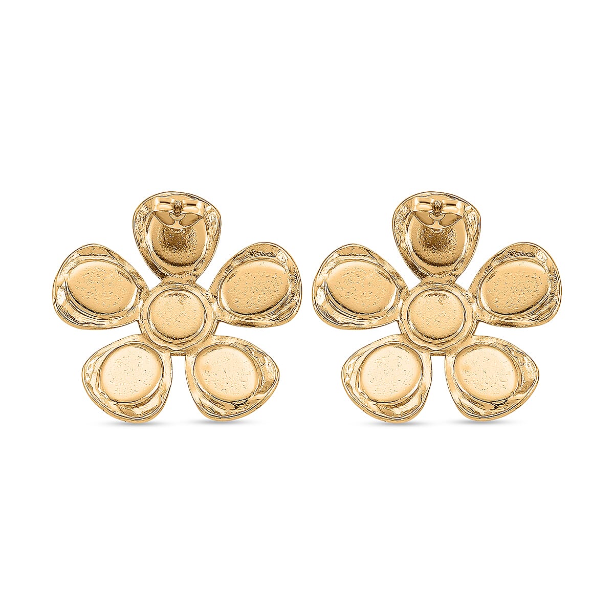 Enamel Earring with Push Back in Yellow Gold Plated