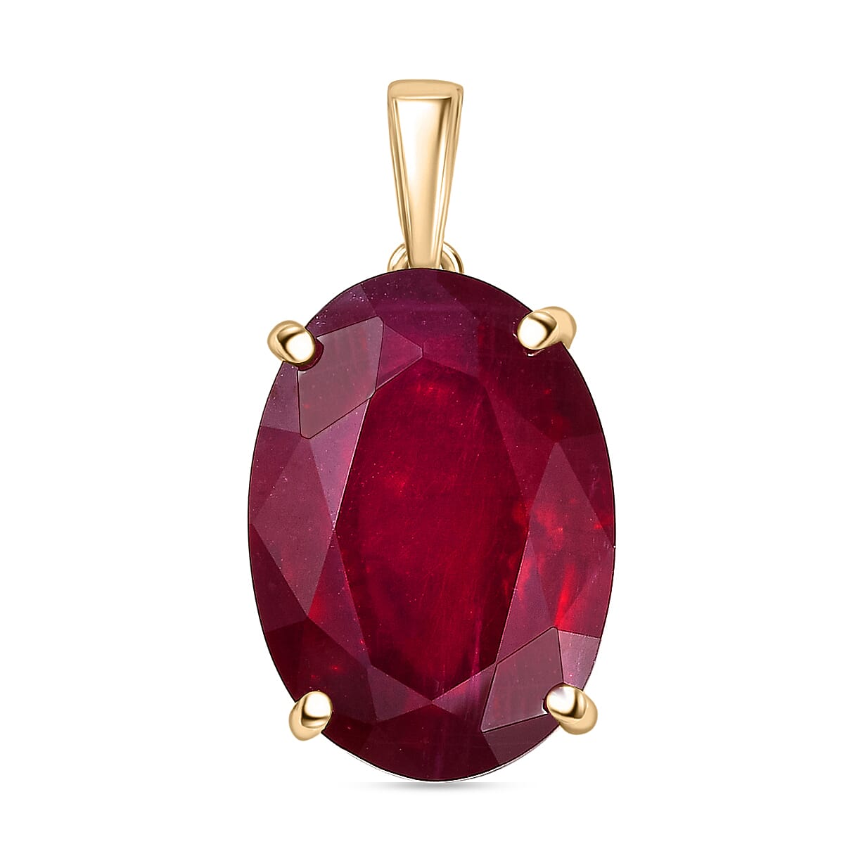 9K Yellow Gold AA African Ruby Solitaire Pendant 20.59 Ct.