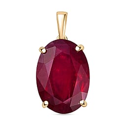 Royal Bali Collection- 9K Yellow Gold African Ruby Solitaire Pendant 17.88 Ct.