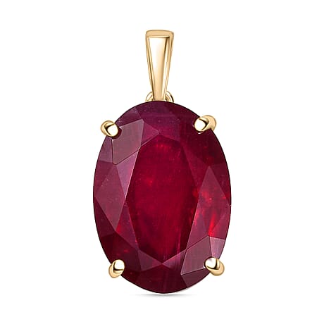 20.59 Ct. African Ruby Solitaire Pendant in 9K Yellow Gold