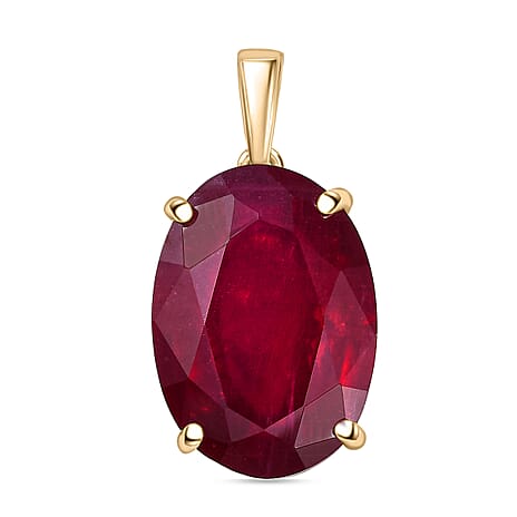 9K Yellow Gold AA African Ruby Solitaire Pendant 20.59 Ct.