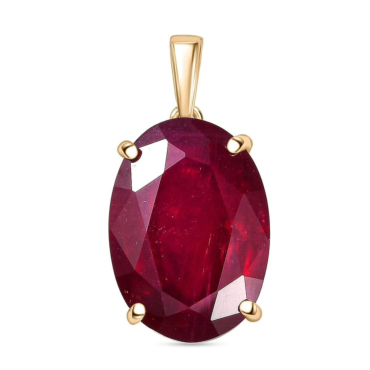9K Yellow Gold AA African Ruby Solitaire Pendant 20.59 Ct.