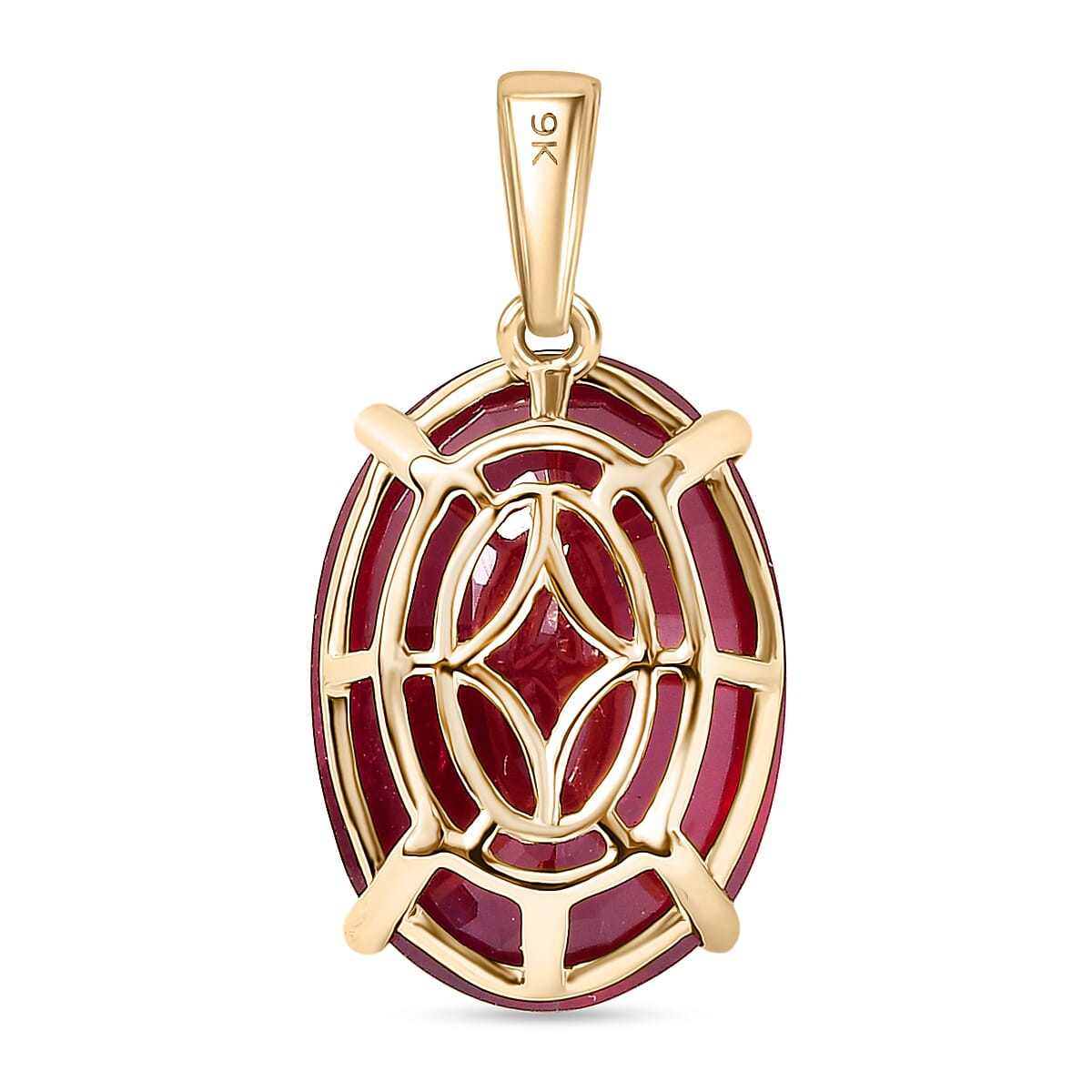 9K Yellow Gold AA African Ruby Solitaire Pendant 20.59 Ct.