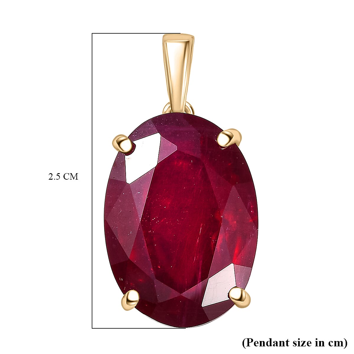 9K Yellow Gold AA African Ruby Solitaire Pendant 20.59 Ct.