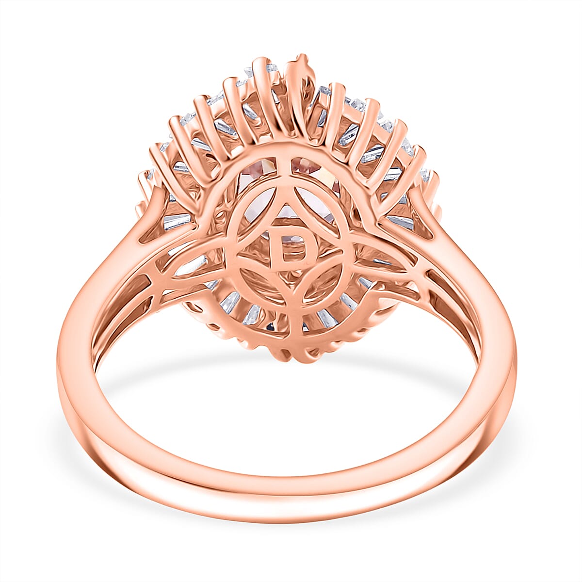 D'Joy Martha Rocha Kunzite & Moissanite Ring in 18K Vermeil Rose Gold Plated Sterling Silver 2.49 Ct.