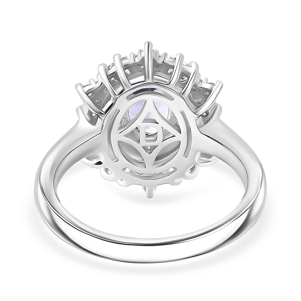 D'Joy Tanzanite & Moissanite Ring in Rhodium Overlay Sterling Silver 1.36 Ct.