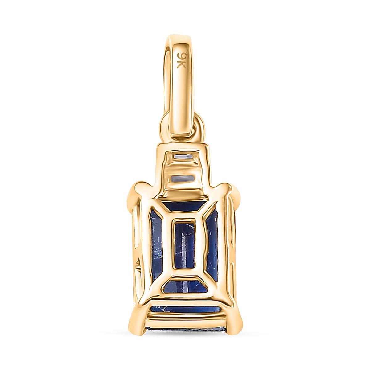 9K Yellow Gold AA Kyanite & White Diamond Pendant 1.82 Ct.