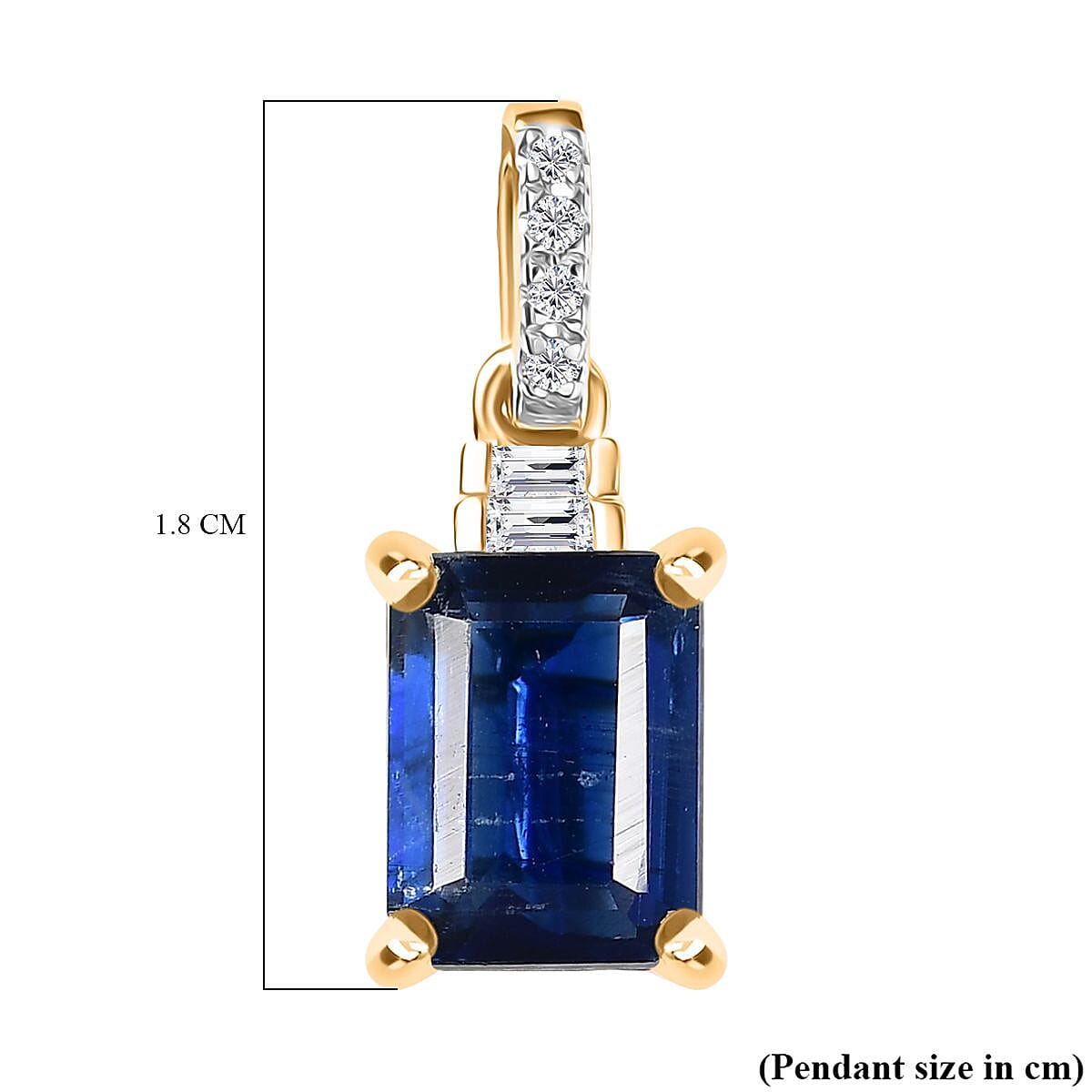 9K Yellow Gold AA Kyanite & White Diamond Pendant 1.82 Ct.