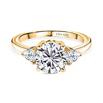 D'Joy Moissanite Solitaire Ring in 18K YG PlatingSterling Silver  2.182  Ct.